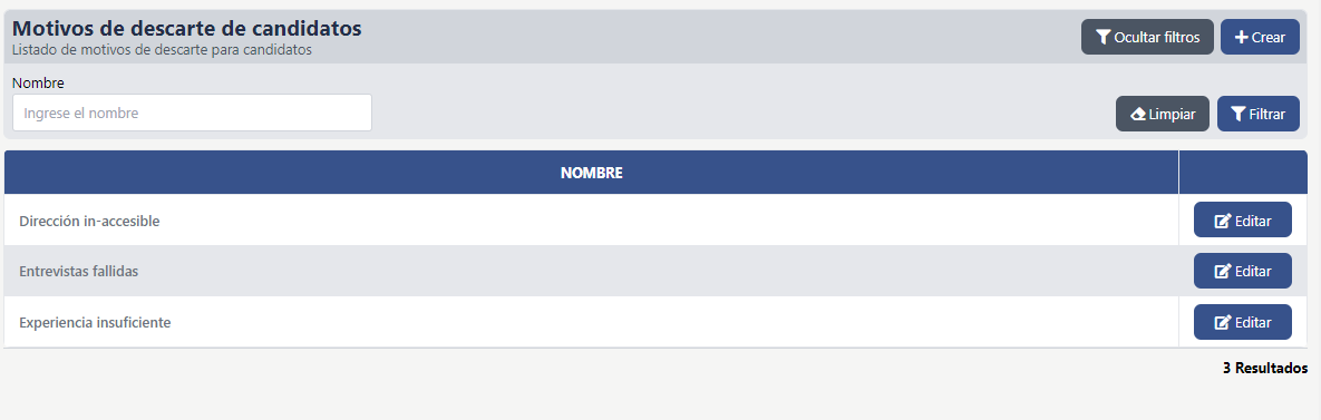 PantallaGeneralMotivosDescarte